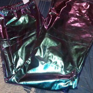 Iefiel Metallic BellBottom Pants Size XL Blue / Green / Purple